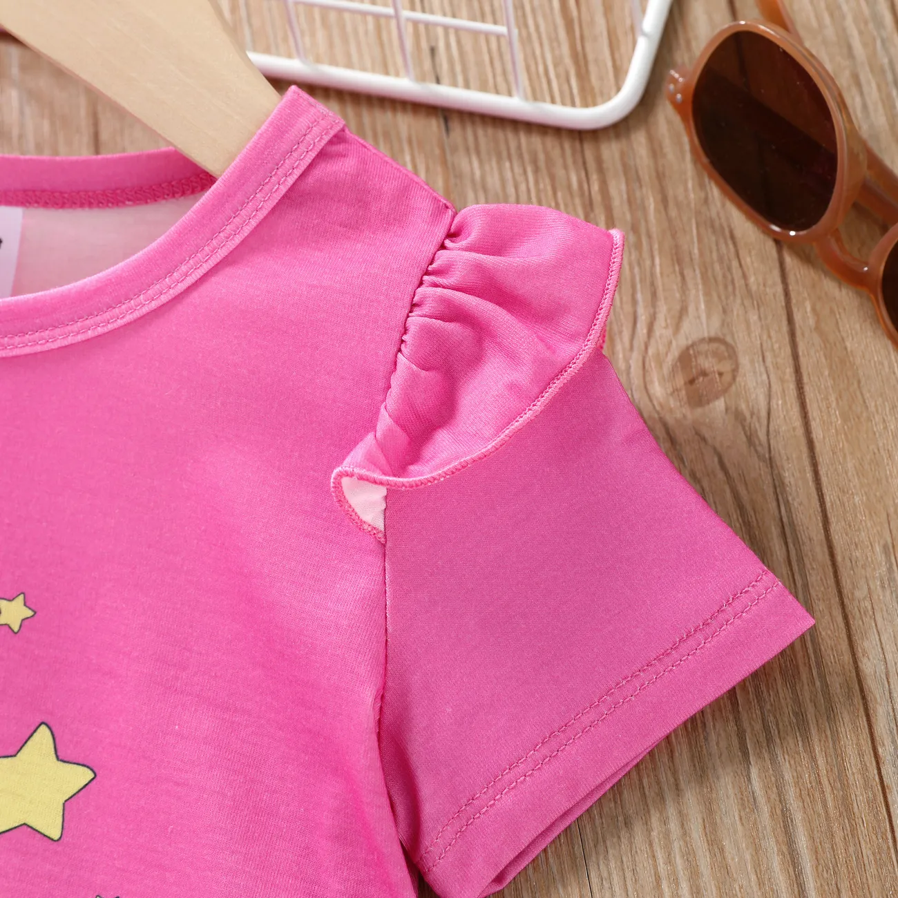 Enfant en bas âge/Kid Girl Animal Print Flutter Sleeve Dress Pyjama Rose Vif big image 1