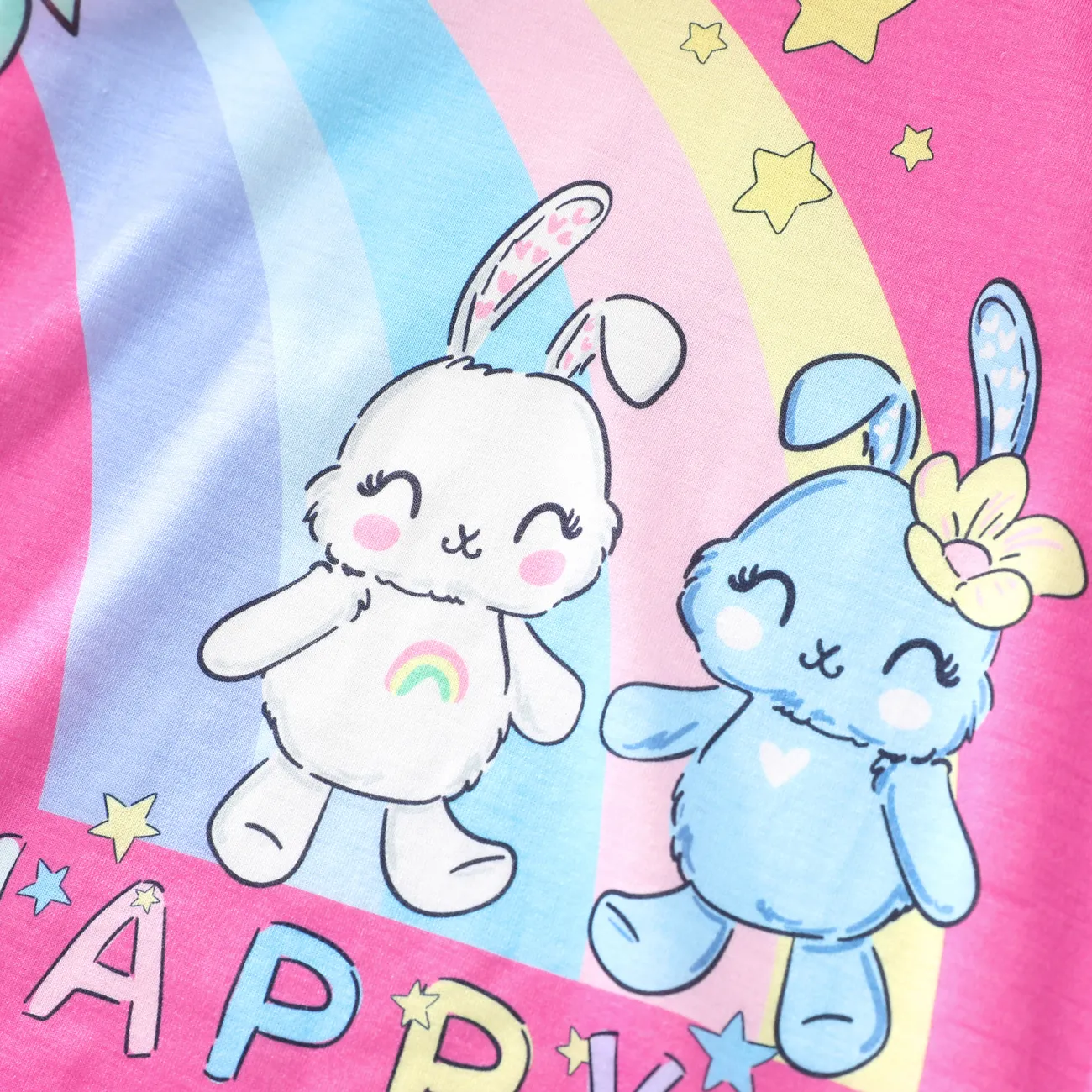 Toddler/Kid Girl Animal Print Flutter Manga Vestido Pijama Rosa Quente big image 1