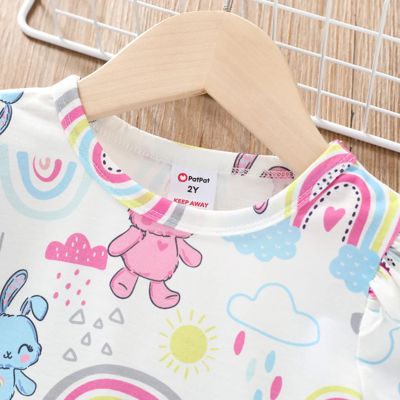 Toddler/Kid Girl Animal Print Flutter Sleeve Dress Pajama Multi-color big image 1