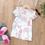 Toddler/Kid Girl Animal Print Flutter Manga Vestido Pijama Multicolorido