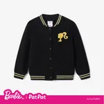 Barbie Mommy and Me 94% Cotton Heart Print Striped Long-sleeve Snap Button Sweatshirt   Black