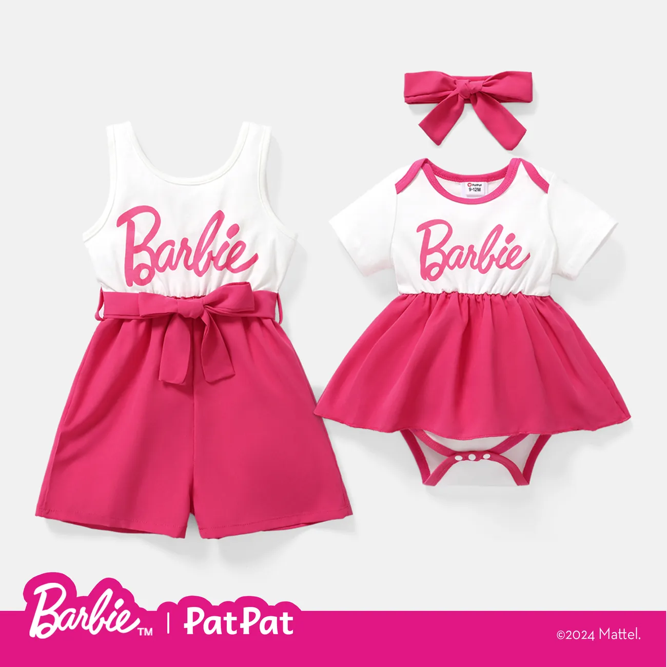 Barbie Toddler Kid Girl Dress / Jaqueta Bomber / Cami Romper / Conjuntos / Irmãos Combinando Rompers Branco big image 1