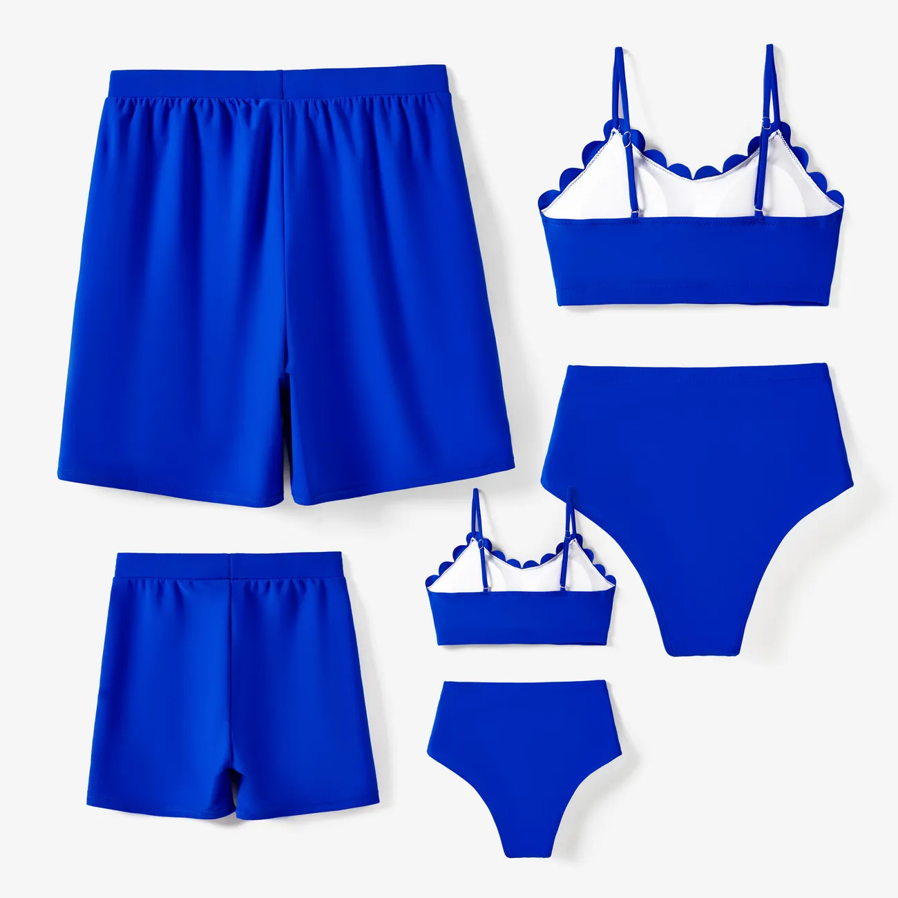 Family Matching Letter Printed Drawstring Swim Trunks or Shell Edge Bikini with Optional Cover Up Blue- big image 1