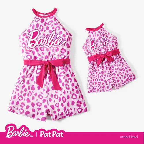 Barbie Mommy & Me Girls Pink Leopard Print Bowknot Romper
