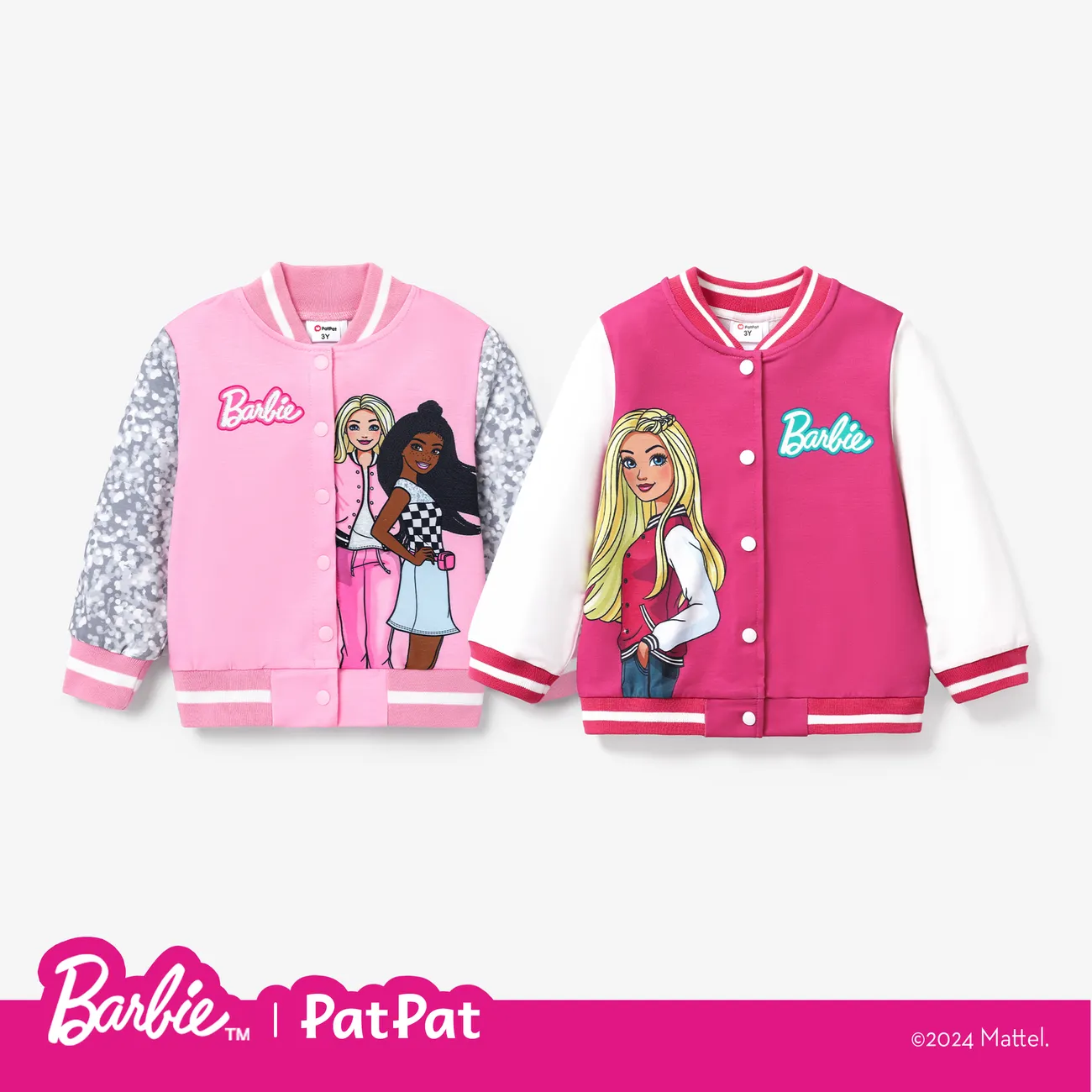barbie toddler/kid girl naia™ Jaqueta bomber colorblock com estampa de letras Roseo big image 1