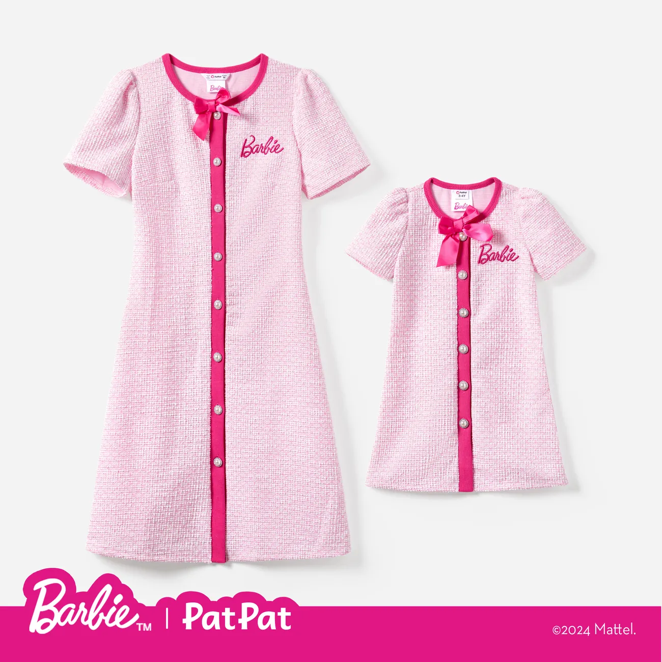 Barbie Muttertag Kurzärmelig Kleider Mama und ich rosa big image 1