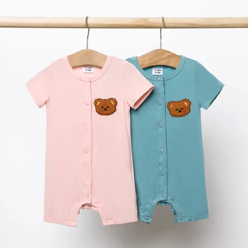 Childlike Solid Color Romper with Secret Button for Unisex Baby