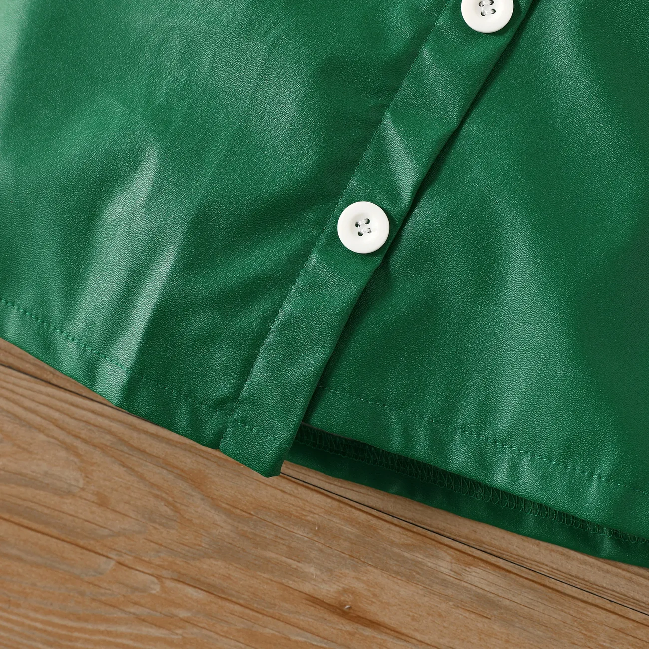 Heart-shaped Skirt Suit, 2pcs, Girl, Cotton-Blend, Button/Secret Button, Regular, Kid Skirt Clothes. Green big image 1