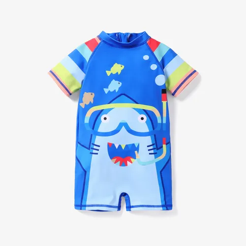 Toddler Boys Childlike Shark Stand Collar Swimsuit
