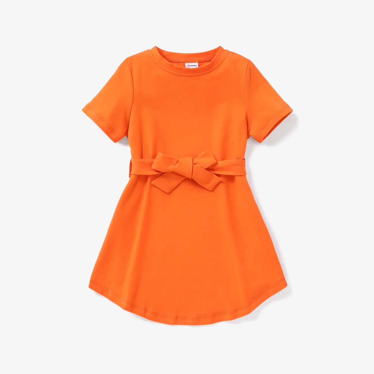 2 Stück Kleinkinder Mädchen Unregelmäßiger Saum Basics Kleider Orange big image 1