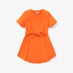 2 pièces Enfant en bas âge Fille Ourlet asymétrique Basique Robes Orange
