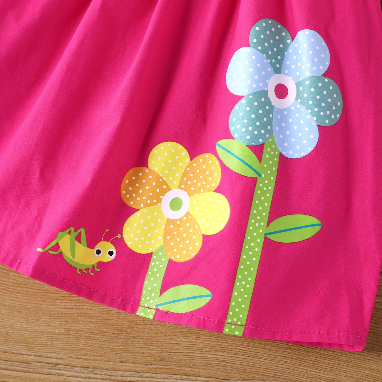 Baby Girl 2pcs Sweet Big Flower Pattern Square Neckline Top and Shorts Set Roseo big image 1
