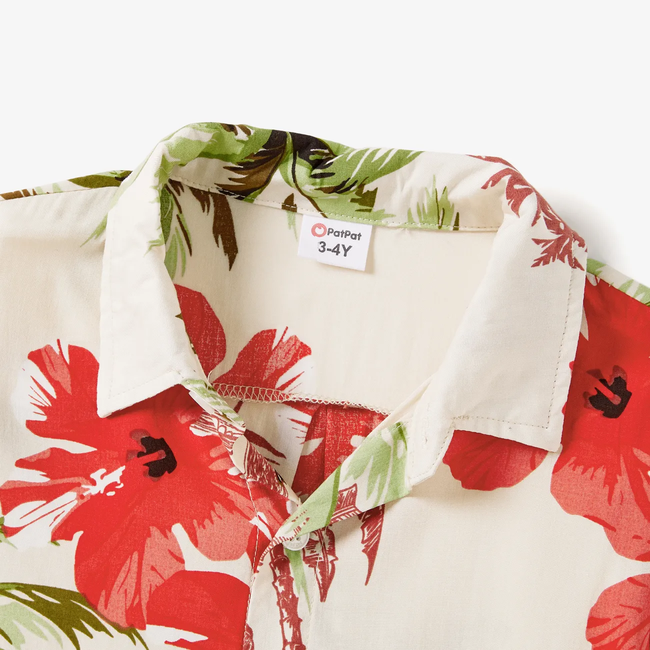 Family Matching Tropical Floral Printed Button Up Beach Shirt and Shorts Sets MultiColour big image 1