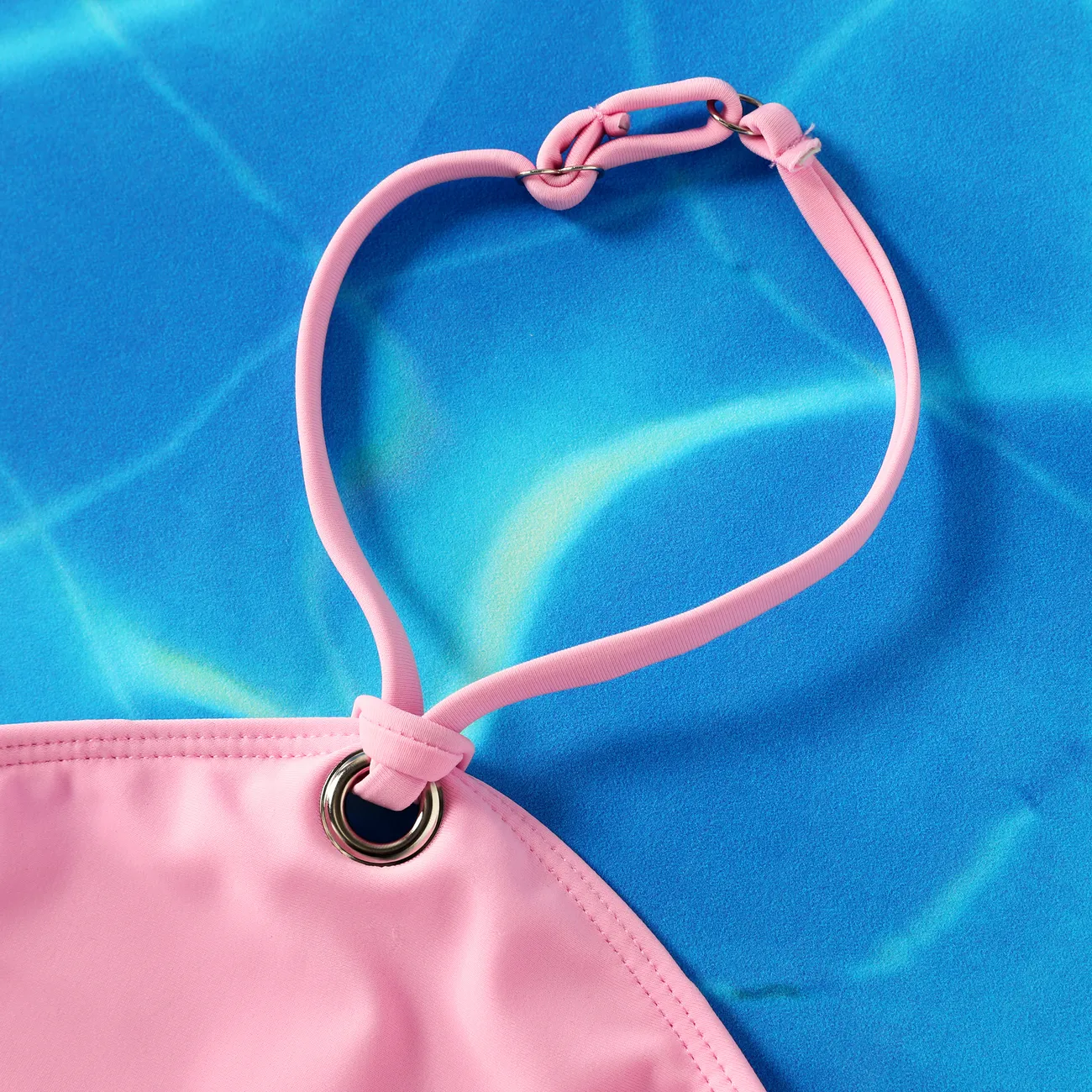 Kinder Mädchen Neckholder Geometrisches Muster Badeanzüge rosa big image 1