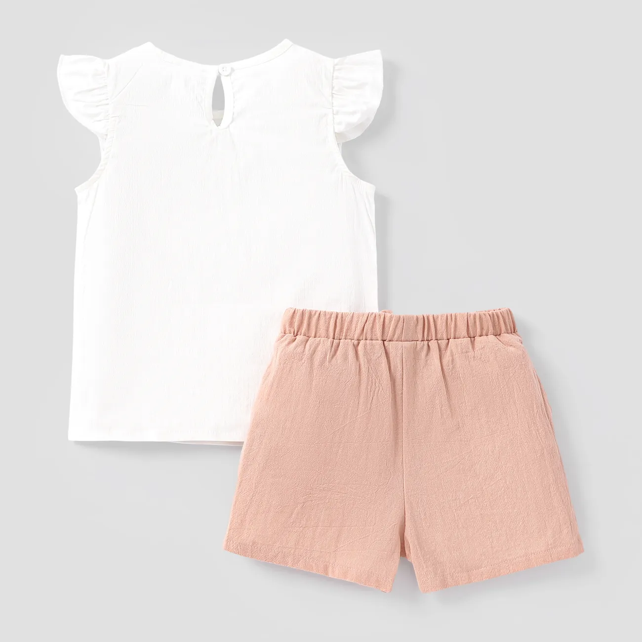 2 Stück Kleinkinder Mädchen Rüschenrand Süß Hemd-Sets rosa big image 1
