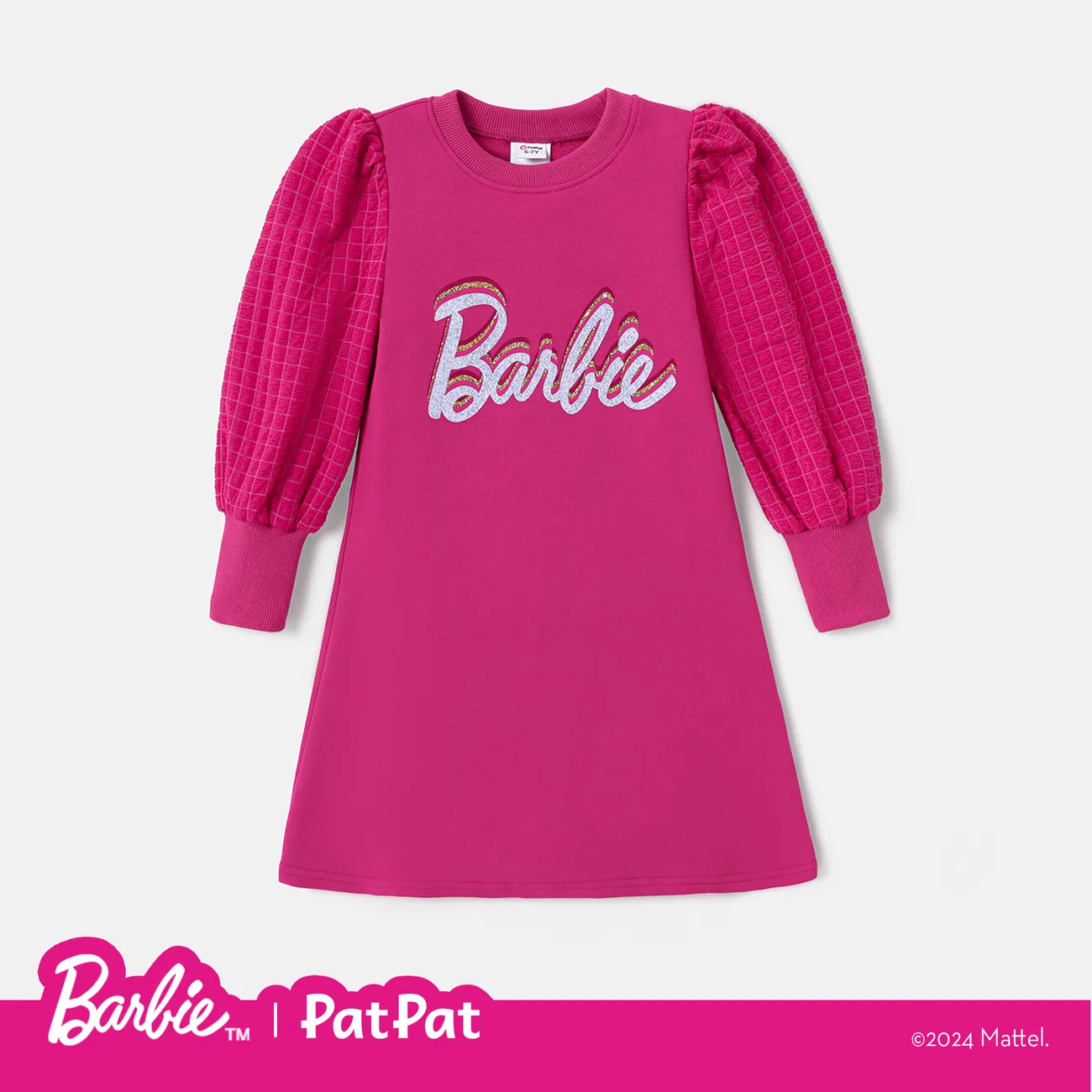 Barbie Enfants Fille Manche bouffante Lettre Robes roseo big image 1