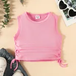 Kinder Mädchen Kordelzug Unifarben Ärmellos T-Shirts rosa