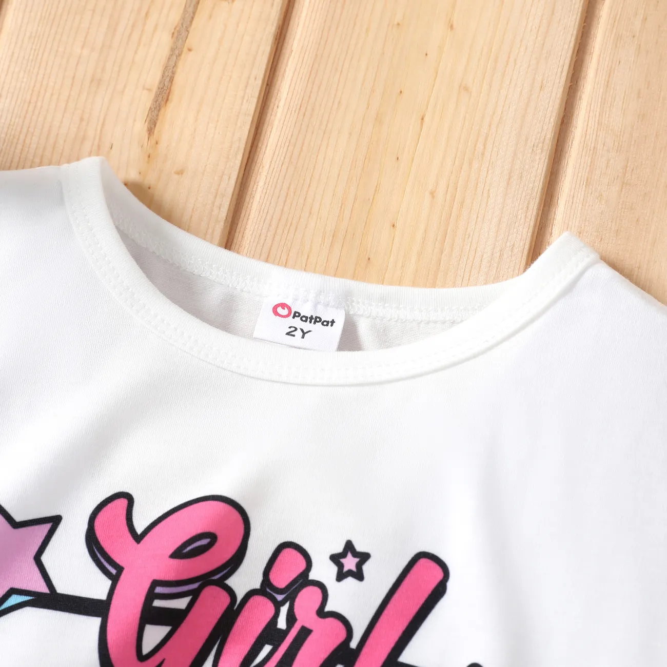 2 Stück Kleinkinder Mädchen Schnürung Lässig T-Shirt-Sets weiß big image 1