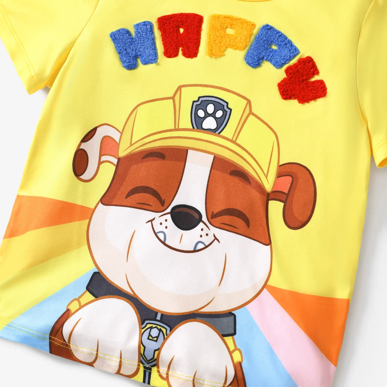 PAW Patrol Toddler Girls/Boys 2pcs Character Rainbow Print T-shirt with Shorts Sporty Set Yellow big image 1