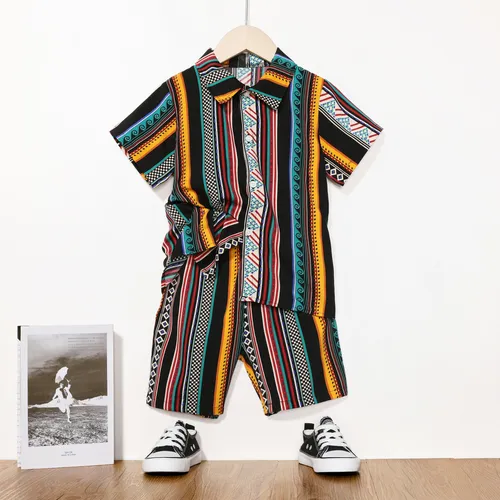 Colorful Striped Shorts Set for Boys - Bohemia Style