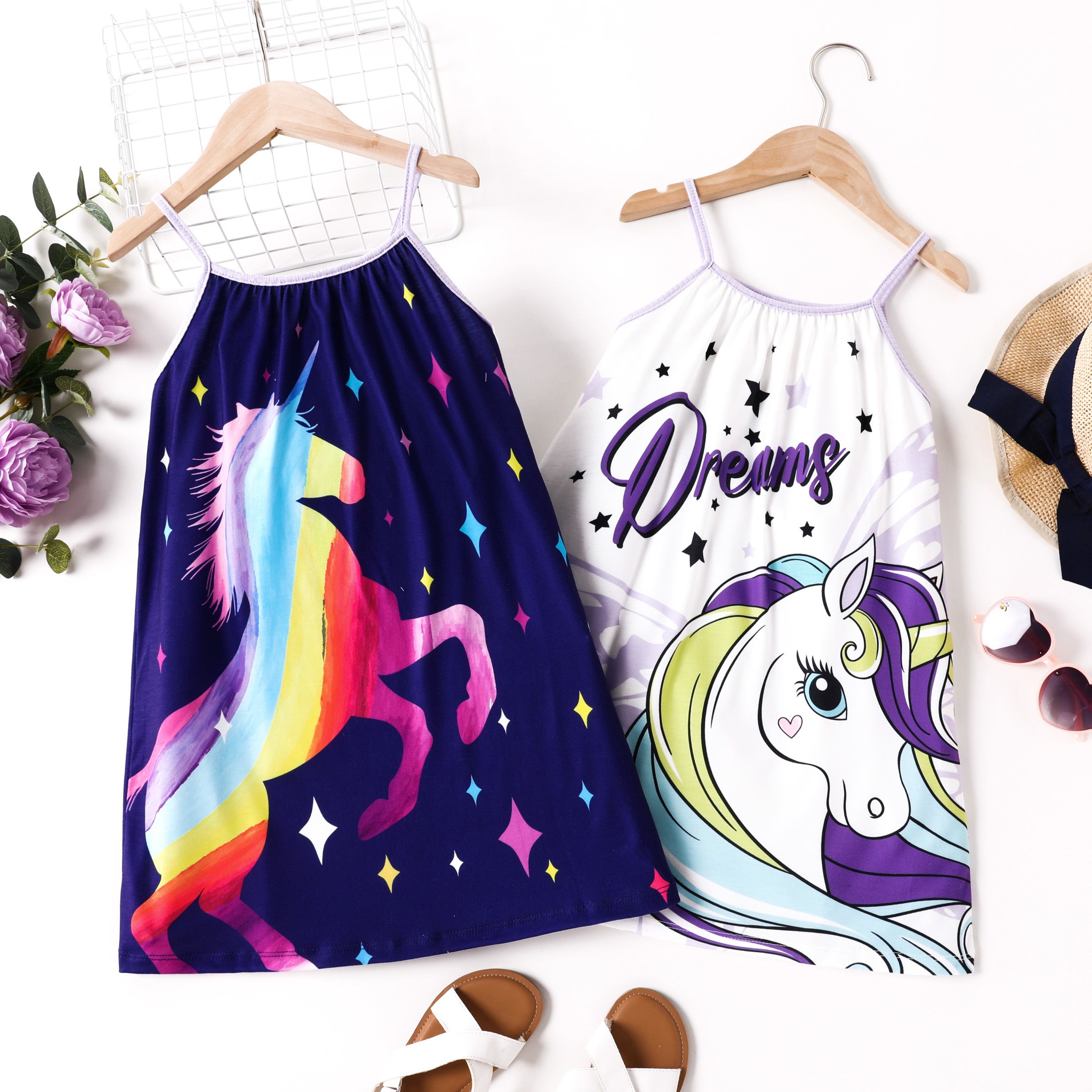 

Kid Girl Unicorn Print Cami Dress