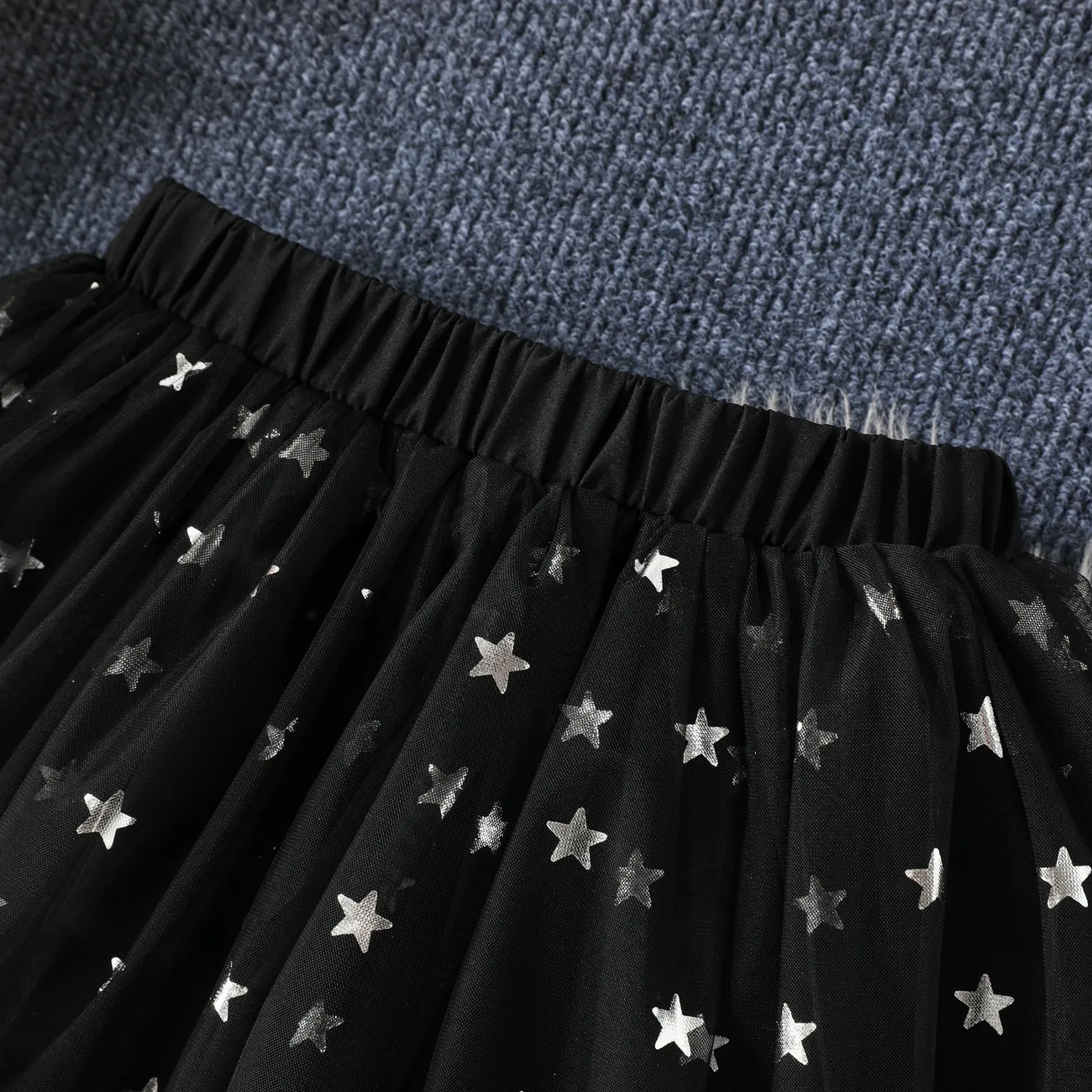 Sweet Oversized Multi-layered Stars Skirt for Girls - 100% Polyester Black big image 1