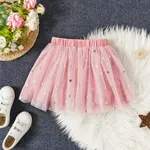 Sweet Oversized Multi-layered Stars Skirt for Girls - 100% Polyester Pink