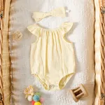 2件 嬰兒 女 喇叭袖 休閒 無袖 連身衣 淡黃