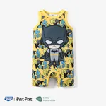 Justice League 1pc Baby Boy Naia™ Superman/Batman Print with Slogan All-over Jumpsuit Yellow