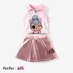 L.O.L. SURPRISE! Toddler/Kids Girls 2pcs Character Print Collared Tank Top with Metallic Fabric Skirt Set Pink
