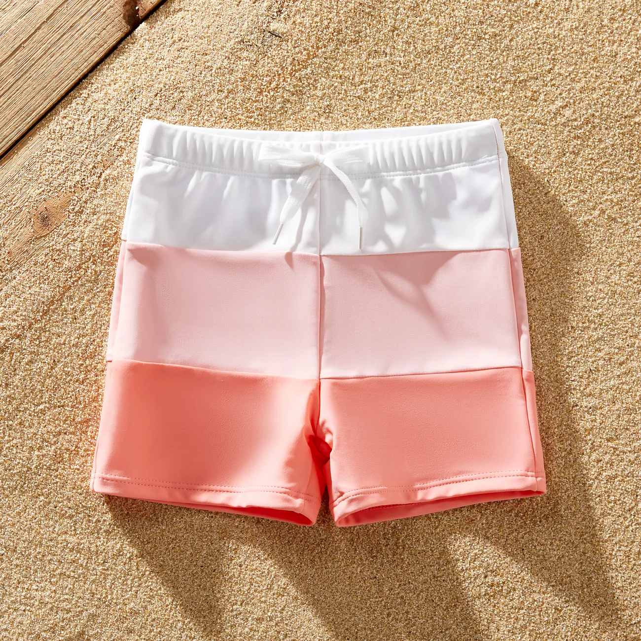 Family Matching Gradient Color Swim Trunks or 3D Flower Ornament One-Piece Swimsuit Pink big image 1