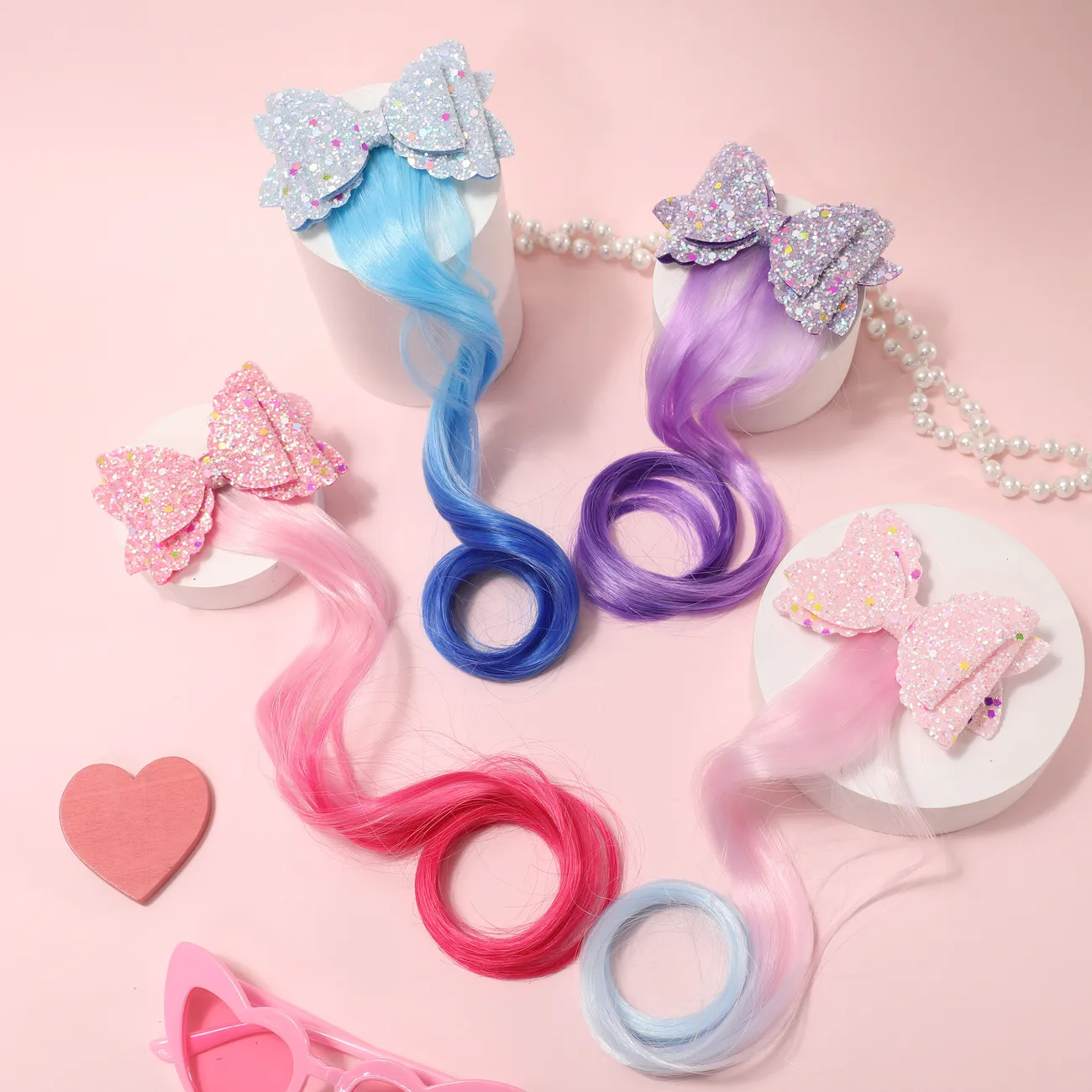 Kleinkind / Kinder Mädchen Süße Farbverlaufsfarbe Schmetterlingsbogen Haarspange rosa big image 1