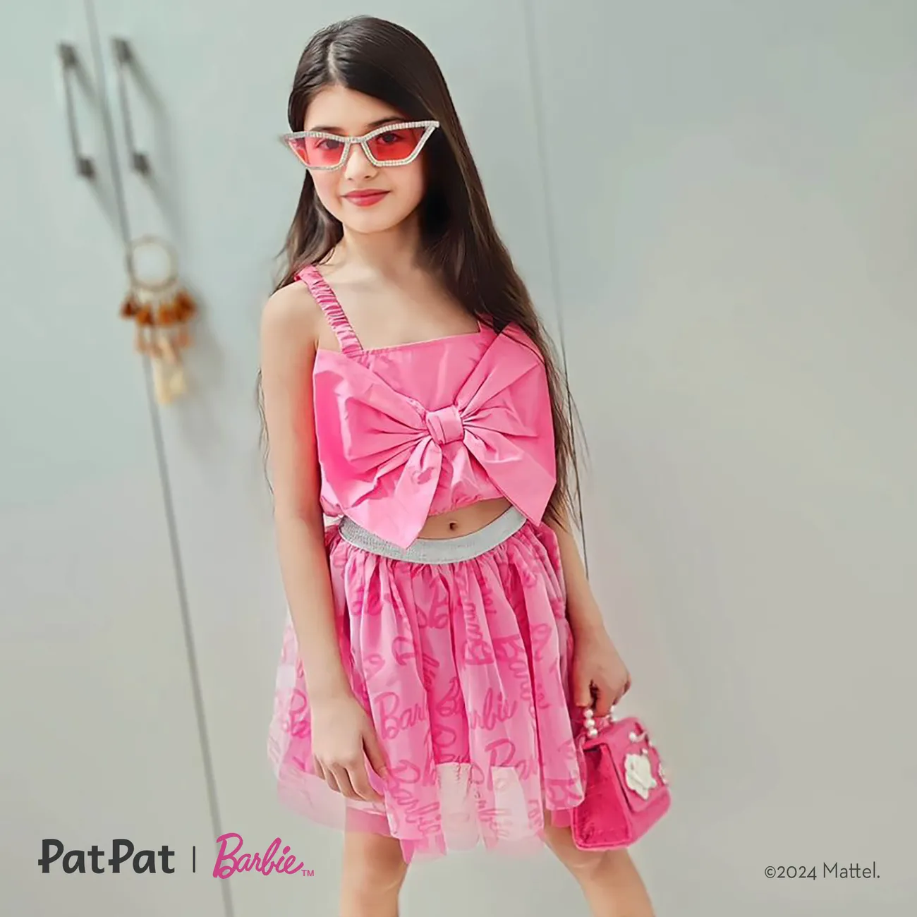 Barbie 2 unidades IP Menina Hipertátil/3D Bonito Fato saia e casaco Roseo big image 1