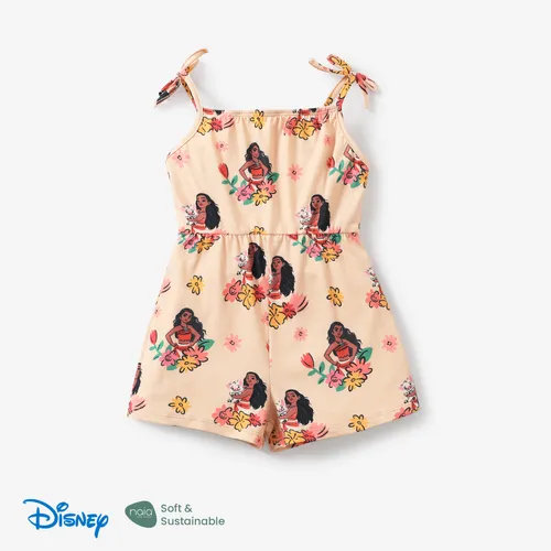 Disney Princesa Moana/Ariel/Rapunzel 1pc Crianças Meninas Naia™ Personagem Estampa Floral Espaguete Alça Romper