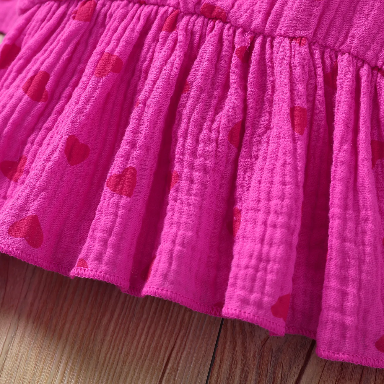 Sweet Heart-shaped Baby Girl 3pcs Cotton Summer Set Hot Pink big image 1