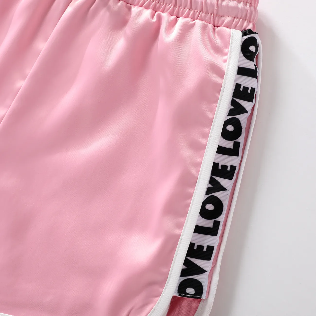 Pantaloni casual unisex in poliestere solido con dettaglio a treccia, set da 1 pz Rosa big image 1