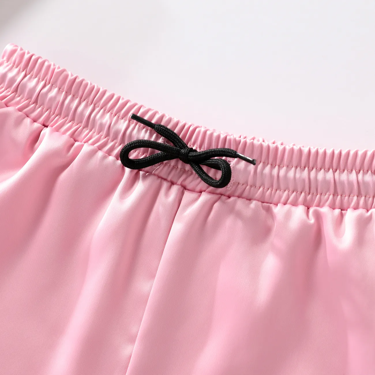 Pantalon décontracté unisexe en polyester uni avec détail de tresse, ensemble de 1 pièce Rose big image 1