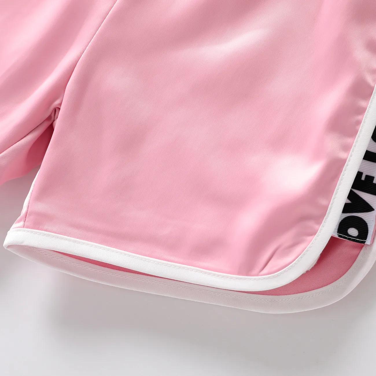 Calça Casual Unissex de Poliéster Sólido com Detalhe de Trança, 1pc Set Rosa big image 1