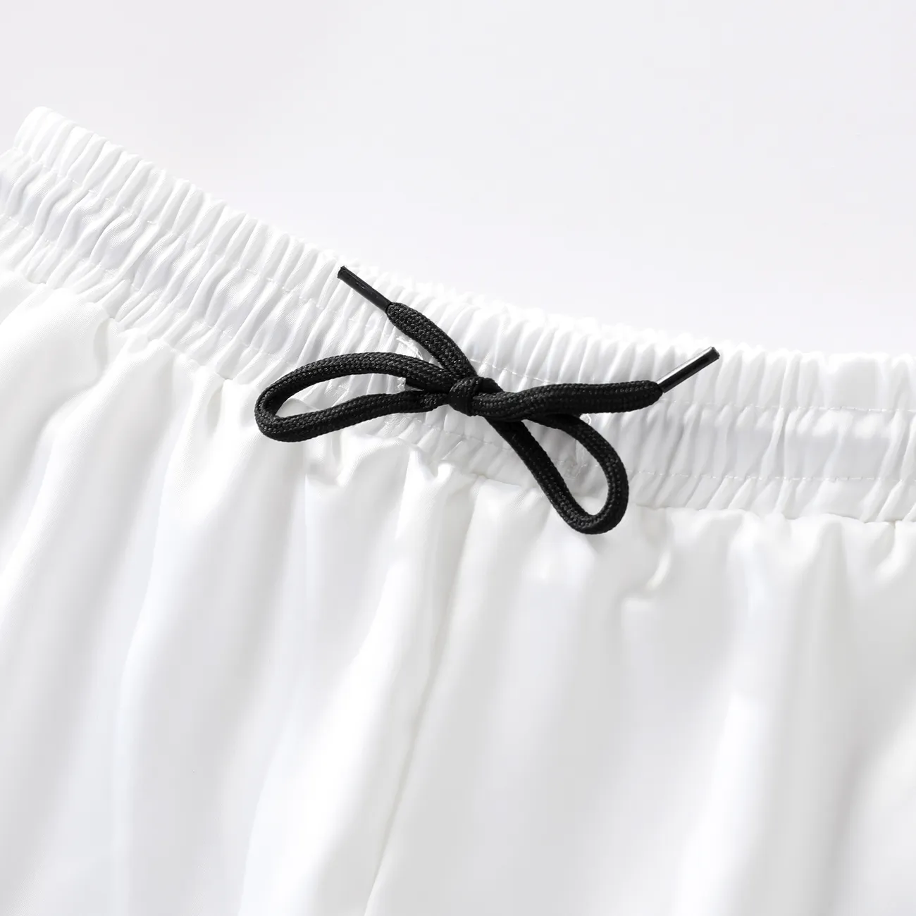 Pantalones casuales unisex de poliéster sólido con detalle de trenza, juego de 1 pieza Blanco big image 1