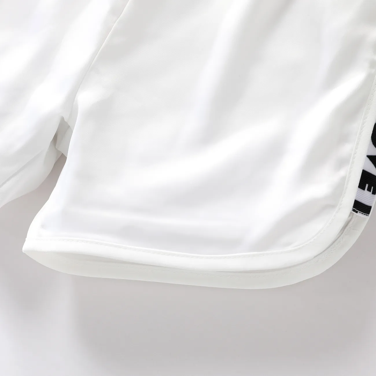 實心滌綸中性休閒褲，帶編織細節，1件套 白色 big image 1