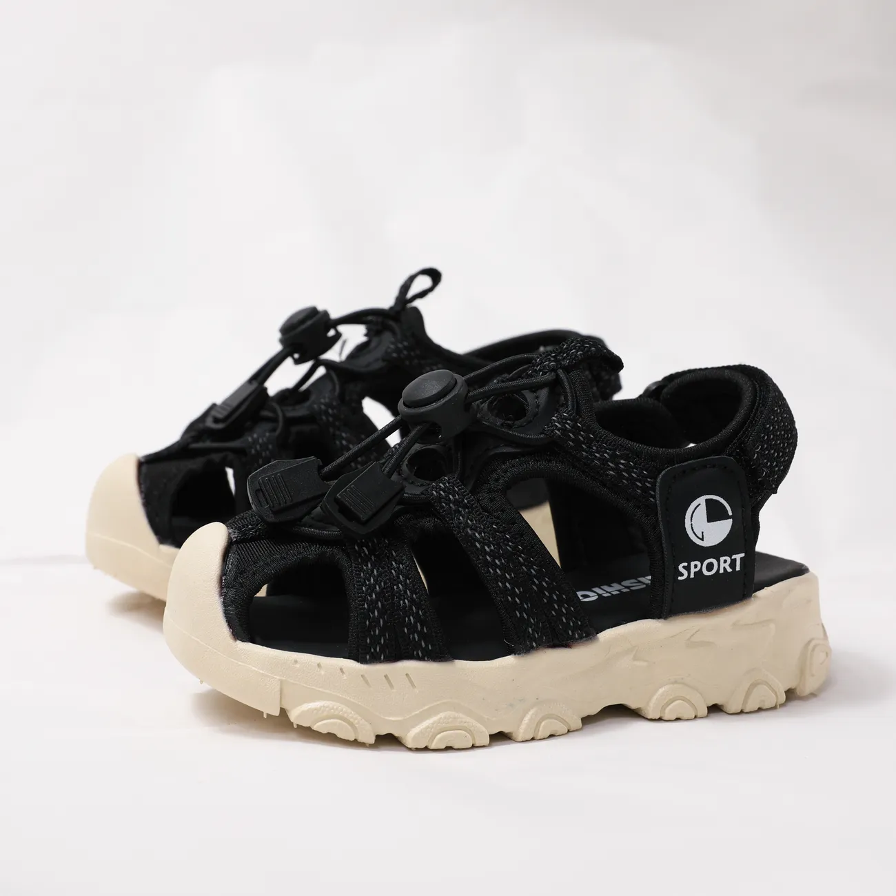 Toddler/Kid Sporty Solid Color Rubber Sandals Black big image 1