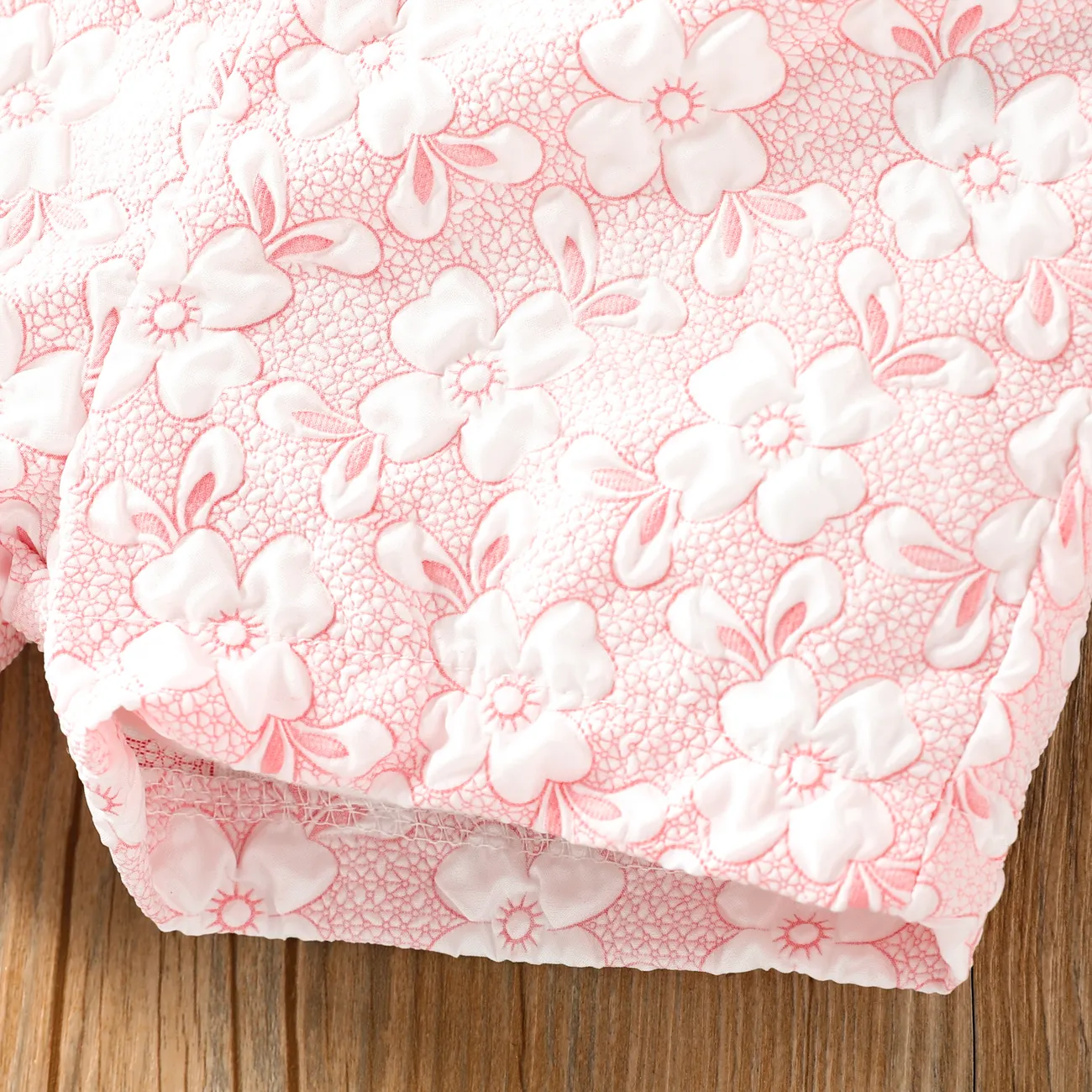 3 Stück Baby Mädchen Quadratischer Kragen Süß Kurzärmelig Baby-Sets rosa big image 1