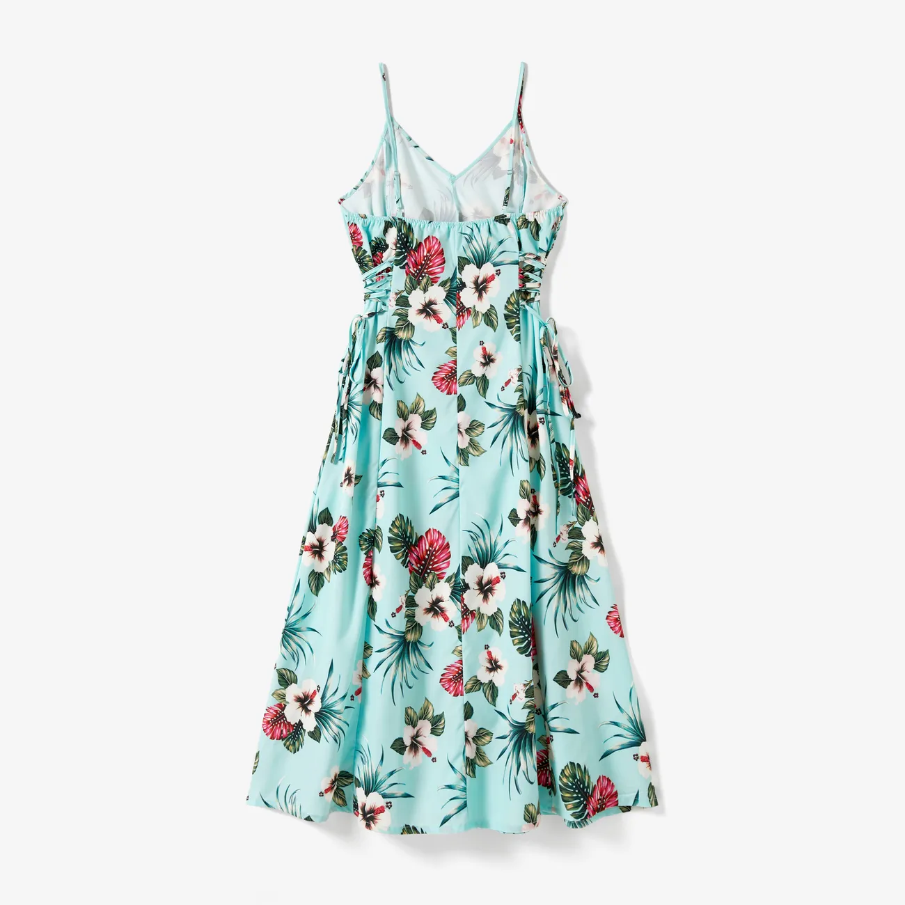 Family Matching Allover Floral Print Cami Dresses and Short-sleeve Shirts/Tops Sets Light Green big image 1