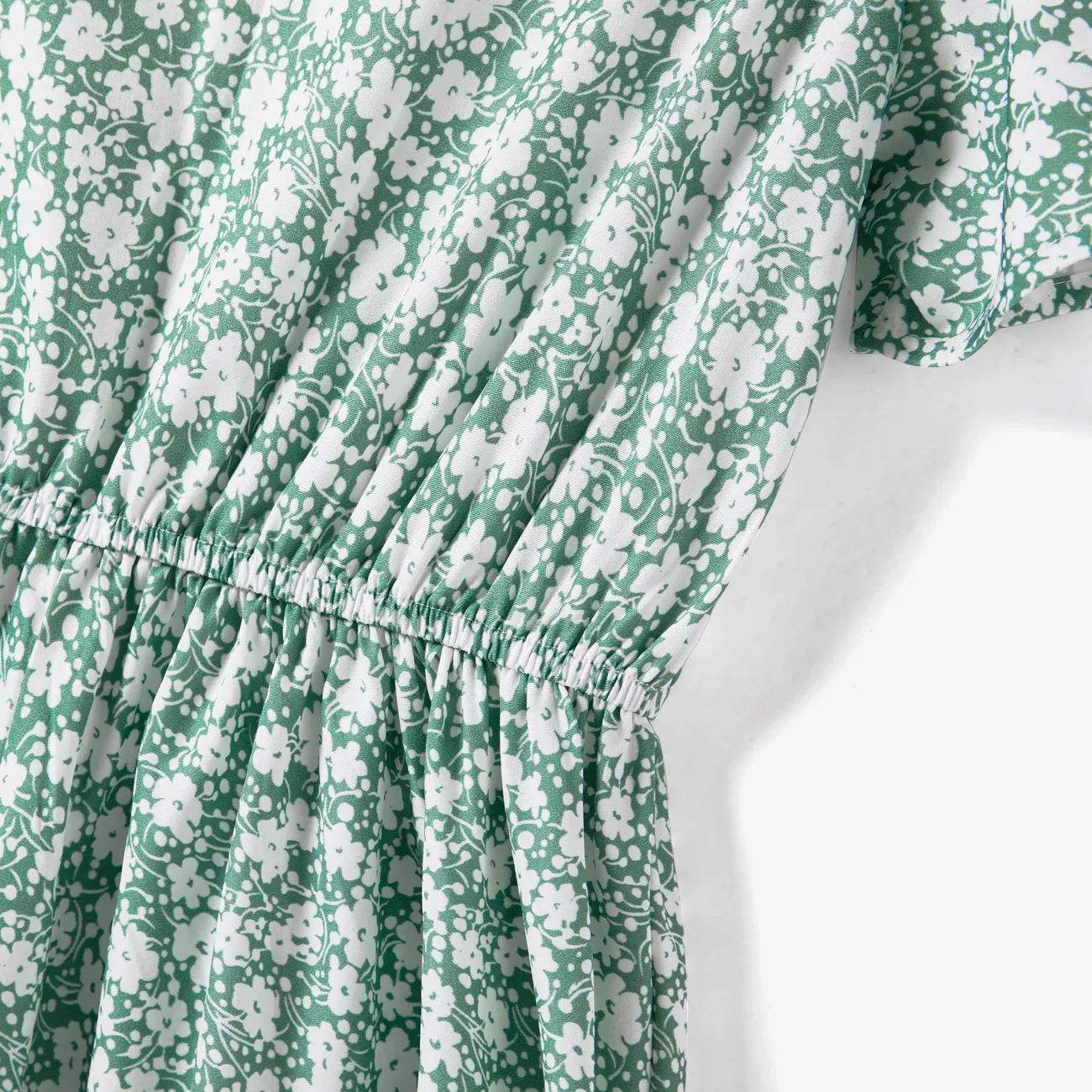 Muttertag Familien-Looks Zerbrochene Blume Kurzärmelig Familien-Outfits Sets grün/weiß big image 1