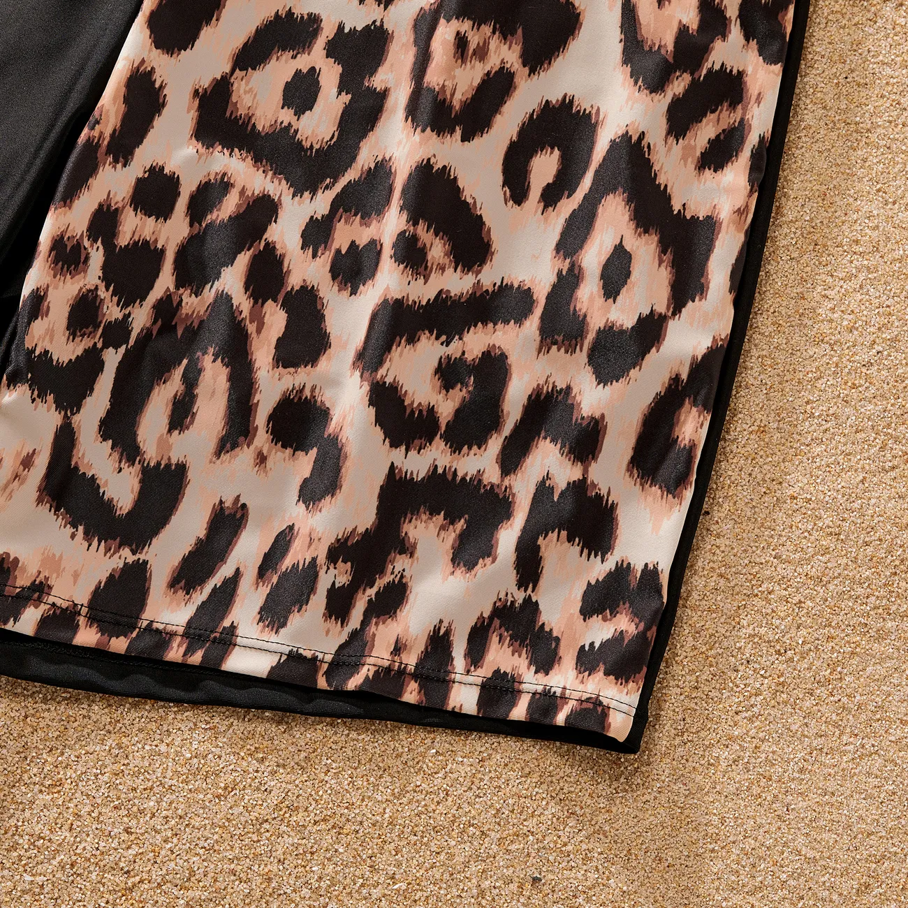 Look Familial Motif léopard Tenues de famille assorties Maillots de bain Noir big image 1
