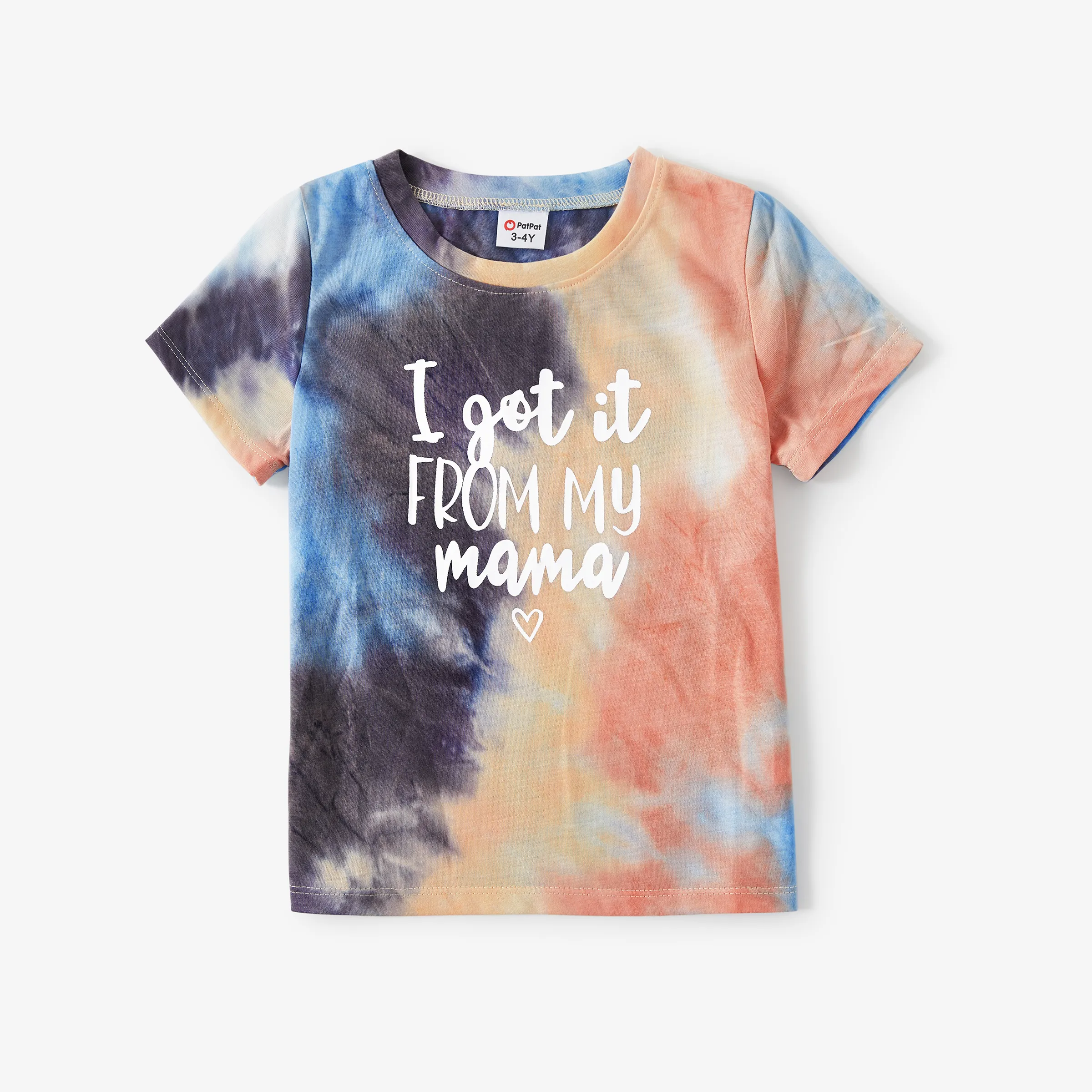 Mommy and Me Tie-Dye Letter Printed Short-Sleeve Tops