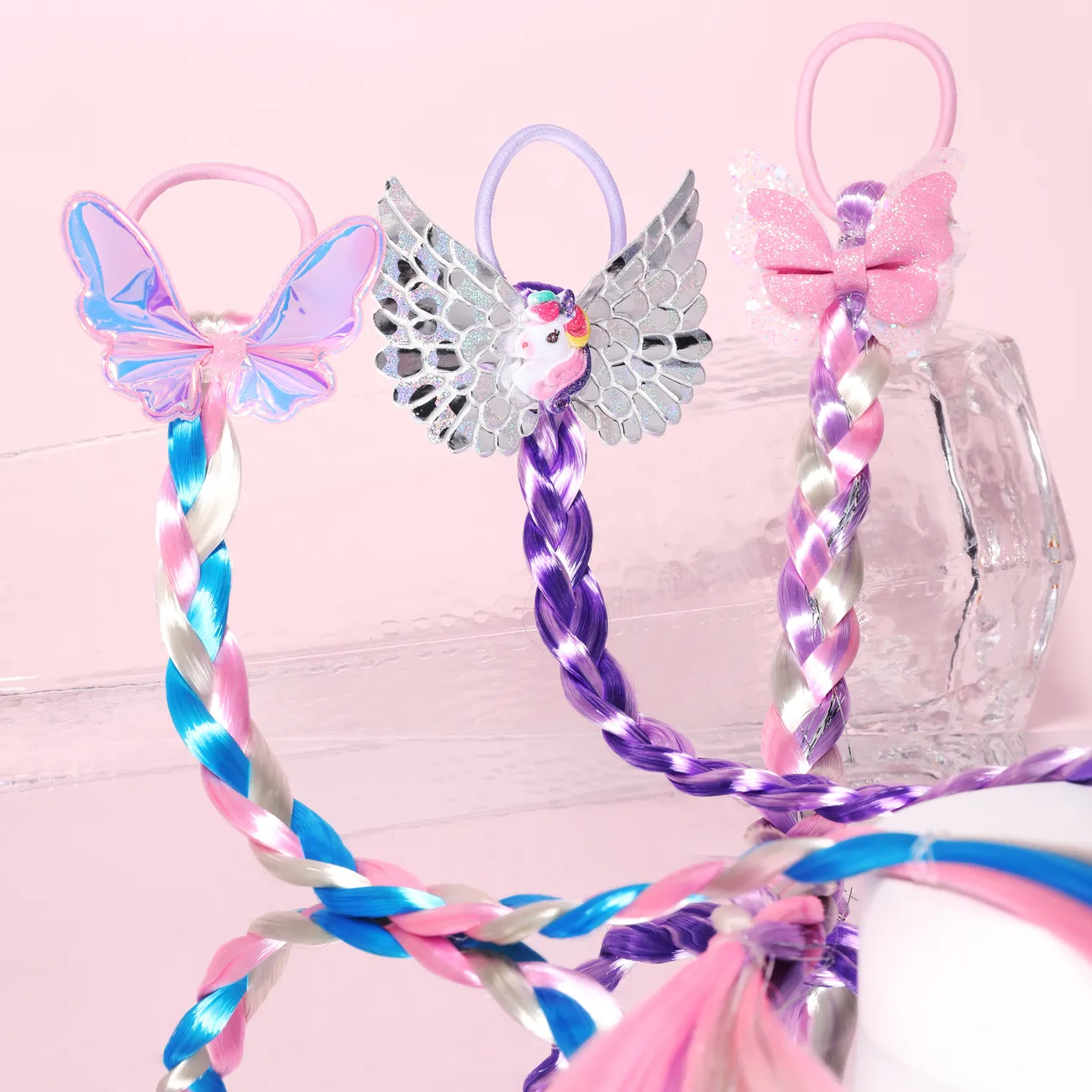 Toddler/kids Girl Sweet Colorful Hair Ties with Multicolor Ropes Pink big image 1