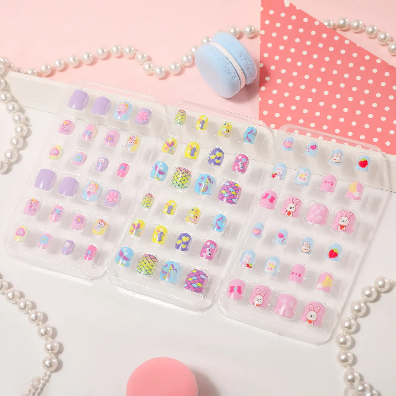 24-pack Toddler/kids Girl Childlike Cute Cartoon Jelly Resin Removable Nail Stickers Light Pink big image 1