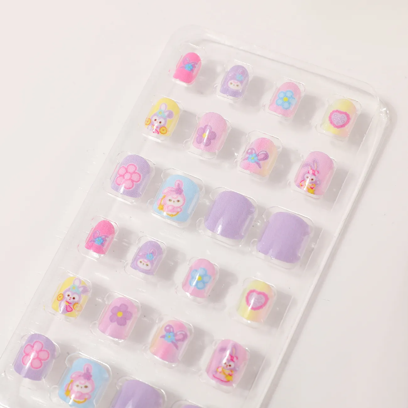 24-pack Toddler/kids Girl Childlike Cute Cartoon Jelly Resin Removable Nail Stickers Rosy big image 1