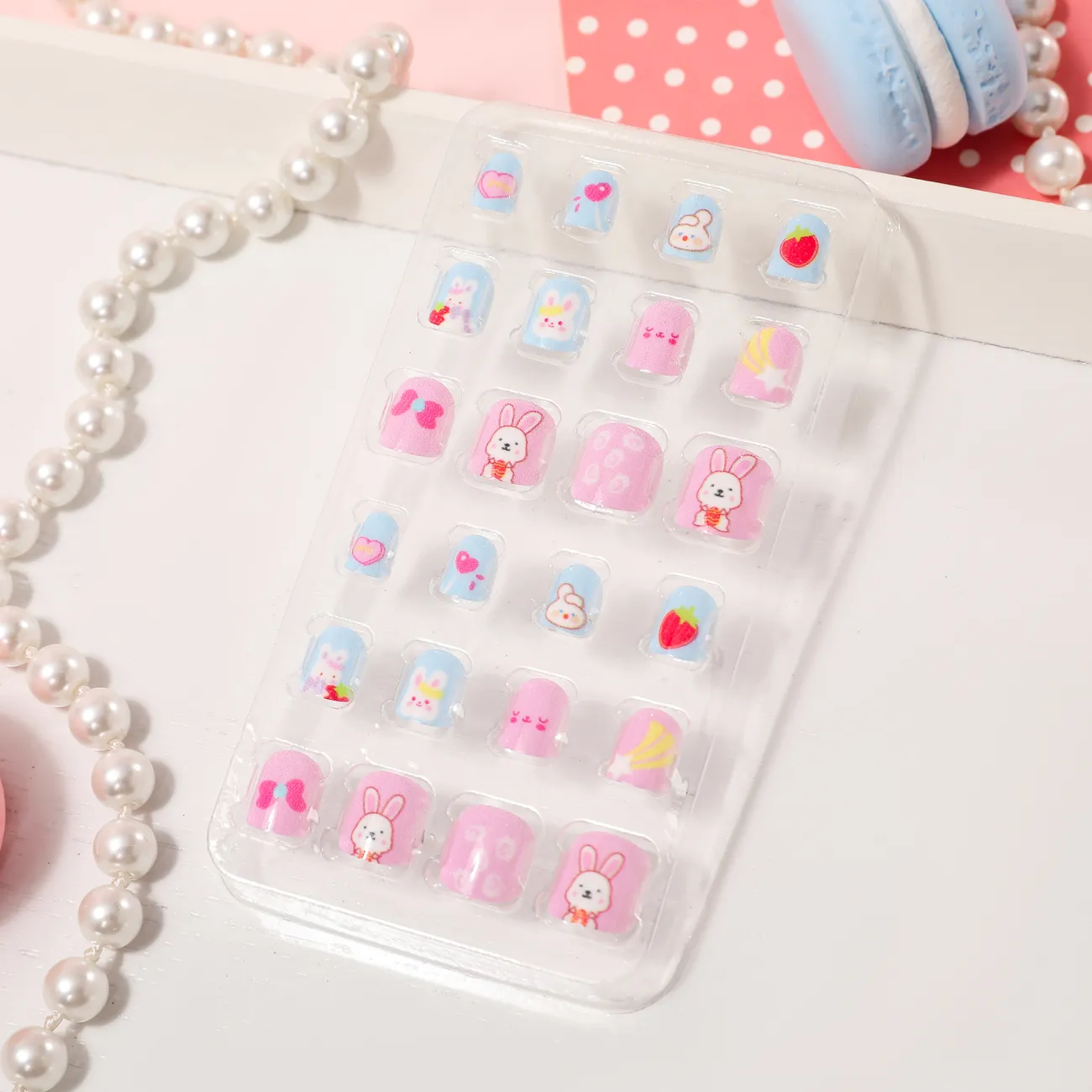 24-pack Toddler/kids Girl Childlike Cute Cartoon Jelly Resin Removable Nail Stickers Pink big image 1